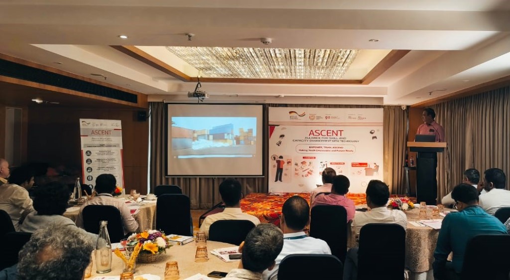 Sai Prasad Nerella, Program Director of SMART Digital Technology and Logistics Academies is seen making a presentation