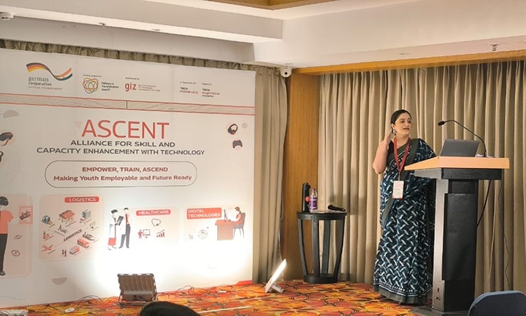 Supriya Bhatt is seen making a presentation in the event
