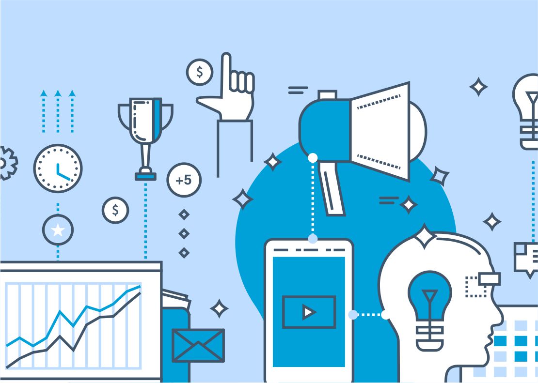 Infographic showcasing the latest trends in digital marketing, including AI, personalization, and social media strategies